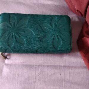 Elegant Teal Floral Embossed Women's Wallet